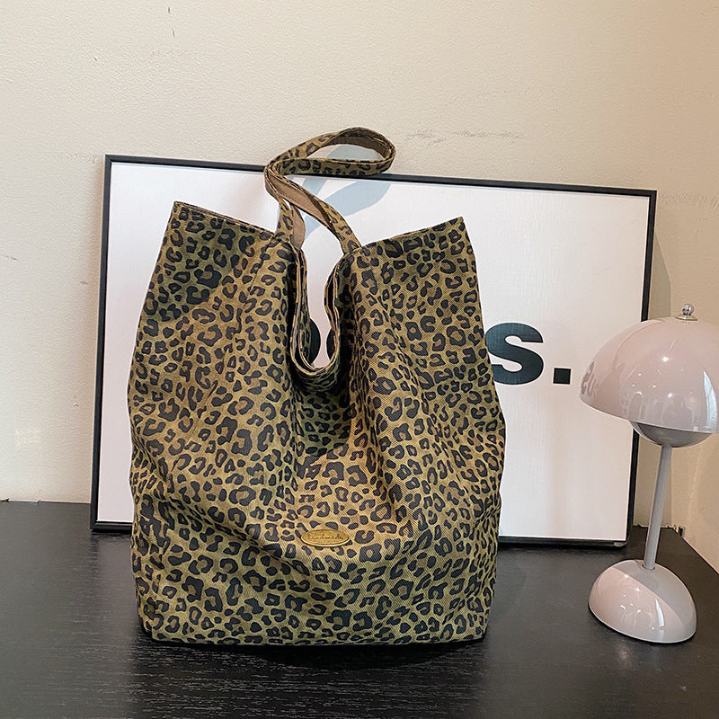 Leopard Print Women's Tote Large Capacity Casual Shoulder Bag Daily Commuter's All-Matching Fashion Handbag