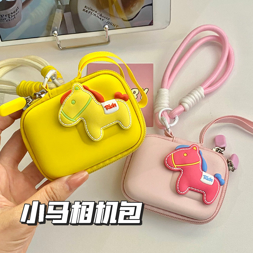 Cute Horse Design Portable Camera Case with Shockproof Protection and Adjustable Strap for Action Cameras