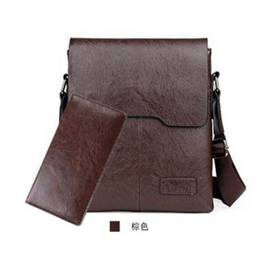 Men's PU Crossbody Bag Vintage Style Durable Shoulder Bag for Casual Travel with Laptop Compartment