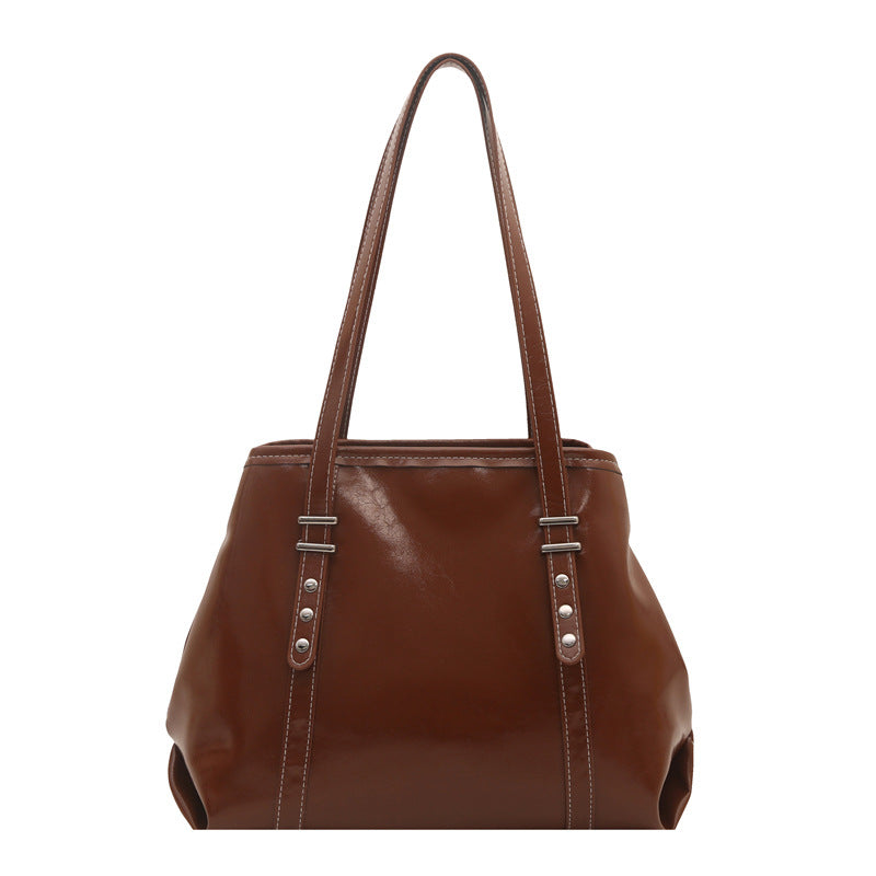 Tote Bag Women's Spring Solid Color Commute Elegant New Large Capacity Beautiful Casual Shoulder Bag