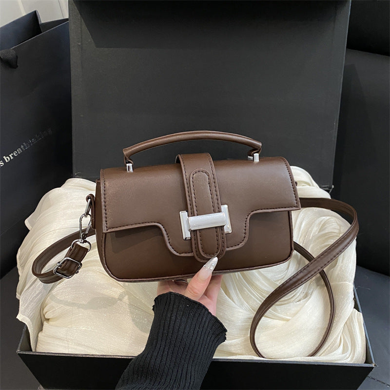 Trendy Western Style Belt Buckle Fashionable Spring New Light Luxury Commute Leisure Single Shoulder Crossbody Portable Small Square Bag for Women