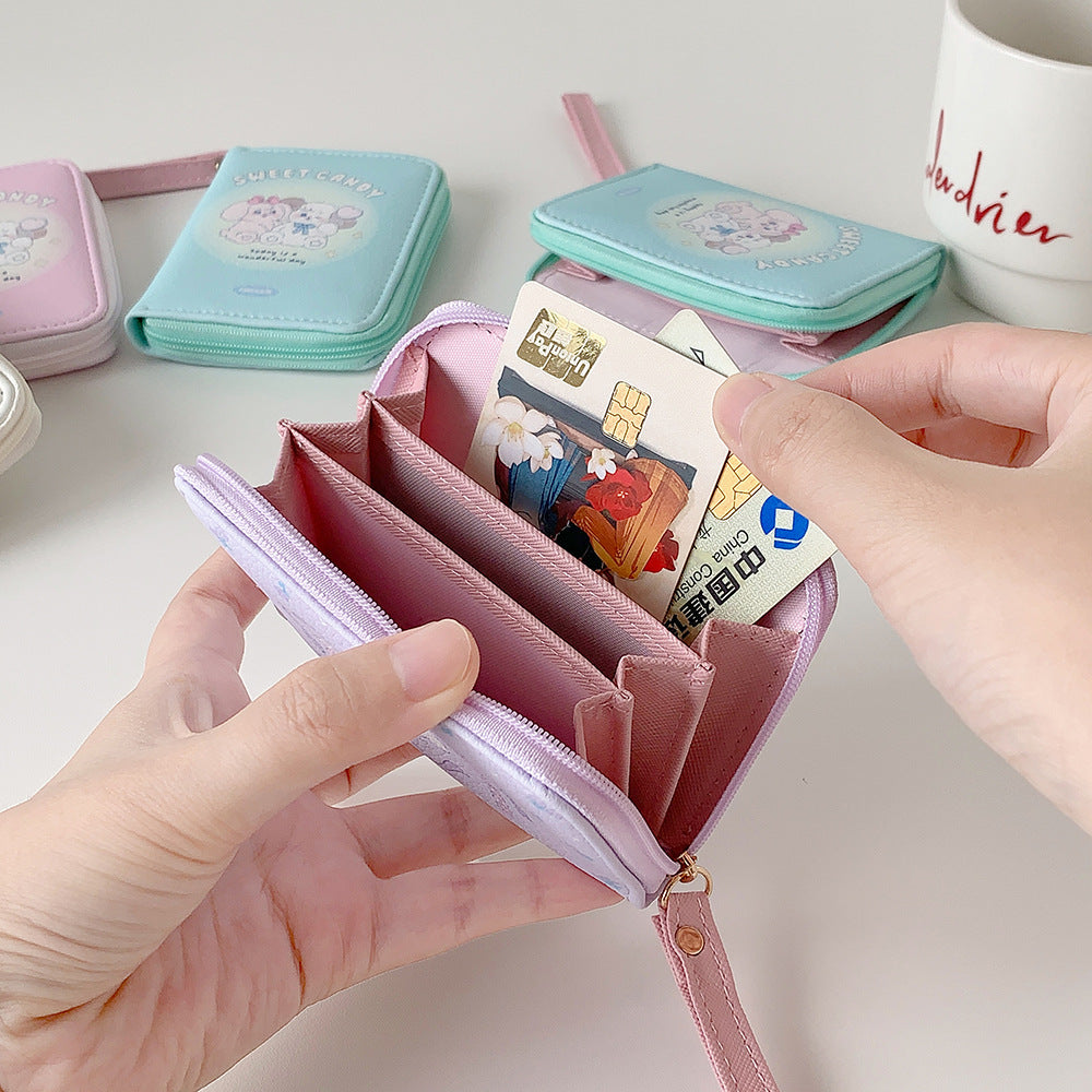 Cute Cartoon Pu Purse Female Student Portable Hand Carrying Coin Card Bag Daily Match Fresh Sweet