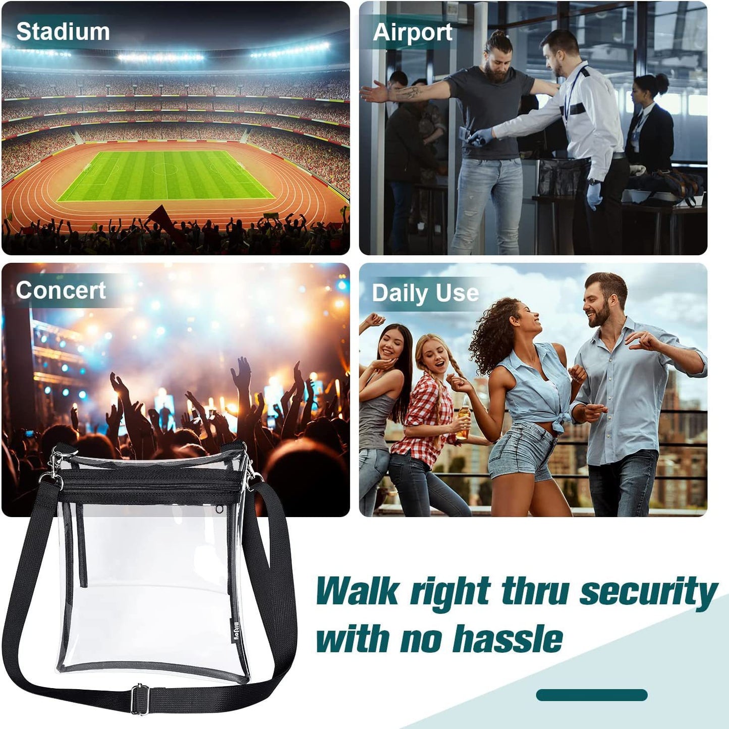 Clear PVC Crossbody Bag with Zipper Compartment for Daily Essentials and Stylish Travel