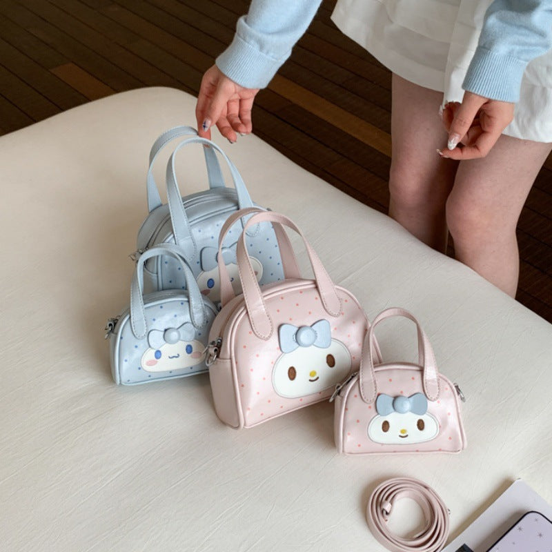 Cute Cartoon Mini Bowling Bag for Kids with Bow Design, Perfect for Daily Outings and Matching Family Style