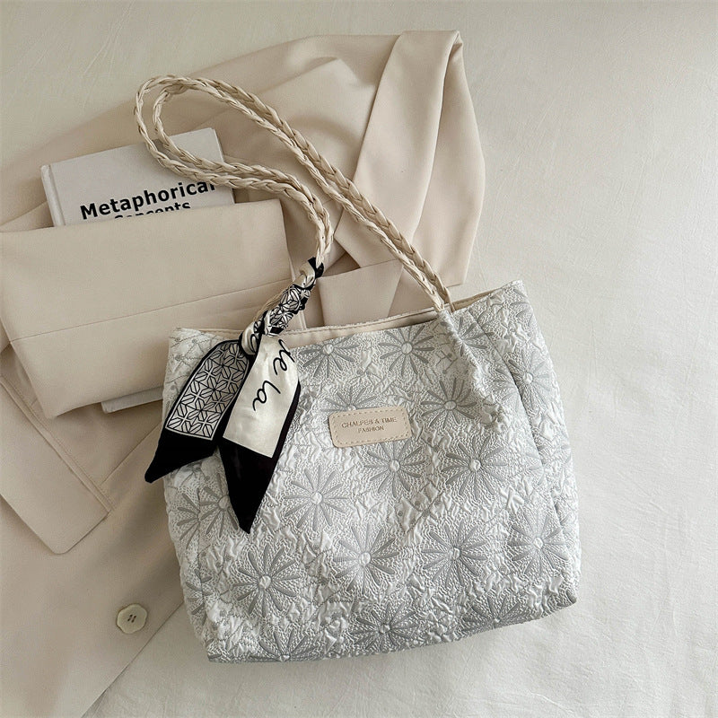 Women's Large Capacity Bag Spring and Summer New All-Match Commute Shoulder Bag College Student Class Tote Bag