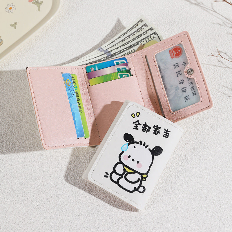 New Portable Wallet Small Large Capacity Three Fold Female Cute Cartoon Mini Purse Student Short Wallet Niche