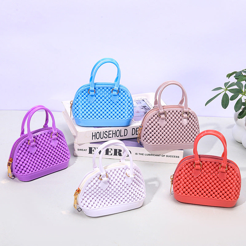 Cute Kids Beaded Handbag with Chain Strap for Girls, Fashionable Mini Shell Bag for Daily Use