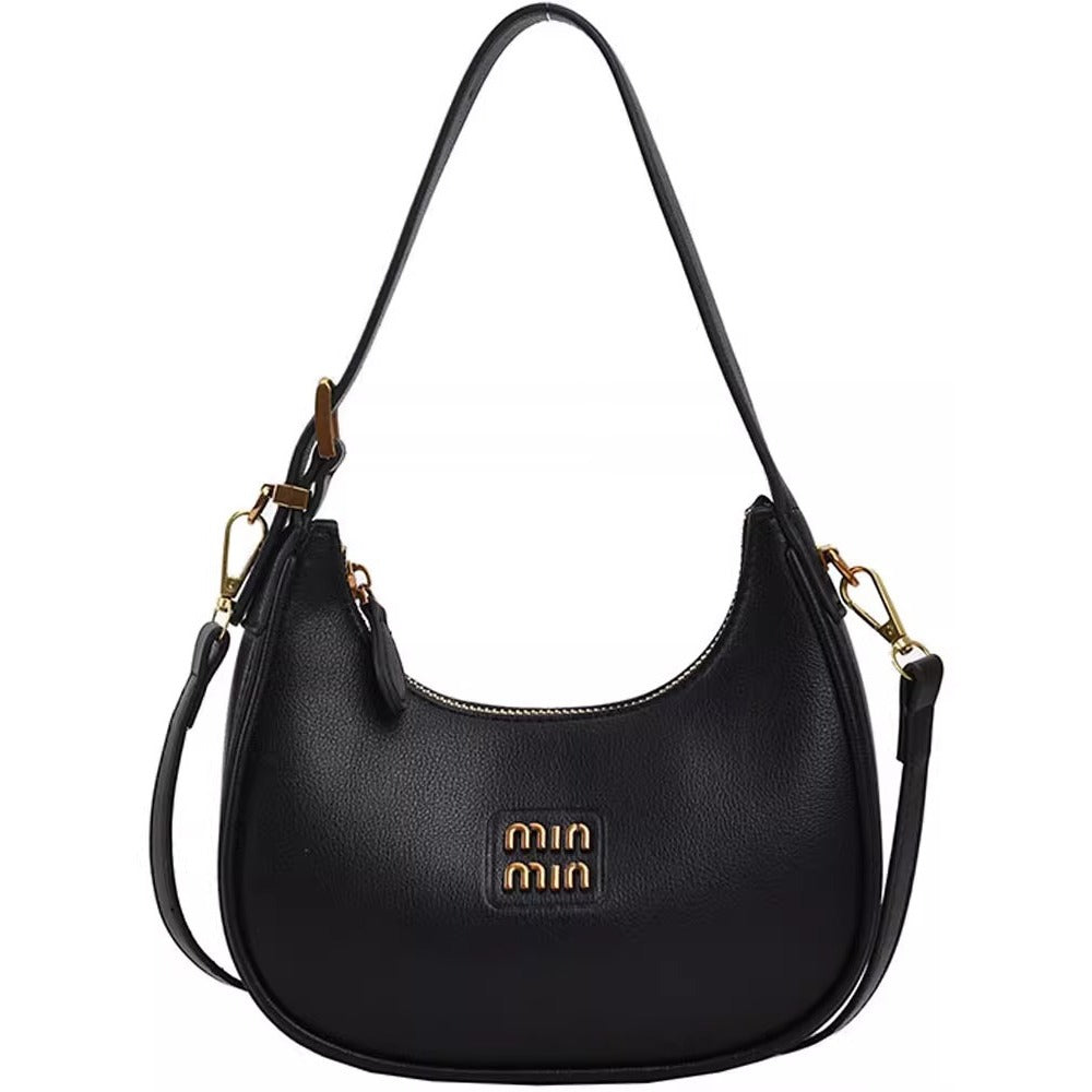 Dumpling Bag Women's New Fashion Commuter Black Crossbody Bag Hand Carrying Underarm Bag