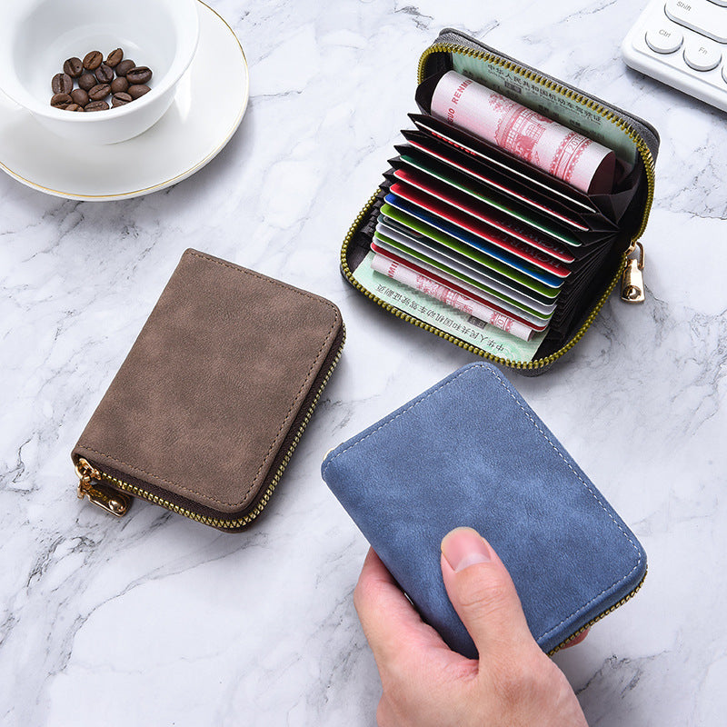 Women's Wallet Anti-Degaussing Expanding Card Holder 18 Card Position Zipper Coin Purse Daily Multi-Functional Credentials Storage