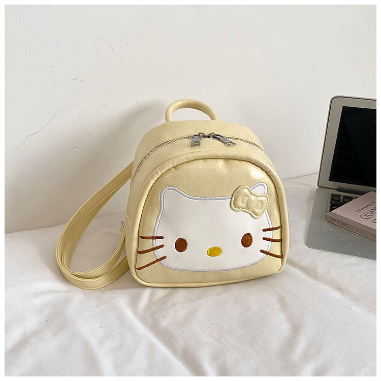 Cute Kitty Small Backpack for Girls Cartoon Backpack Japanese and Korean Style Cute Design with Bow Pendant Essential for Daily Travel