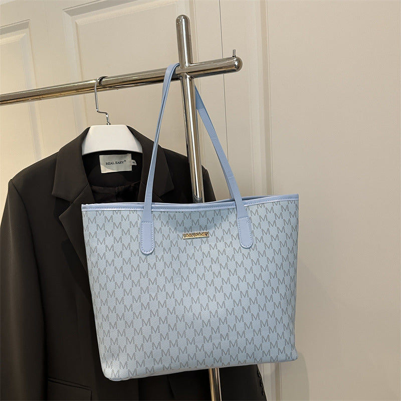 New Letter Printed Tote Women's Fashion Pu Shoulder Bag Zipper Closure Strap Mobile Phone Bag