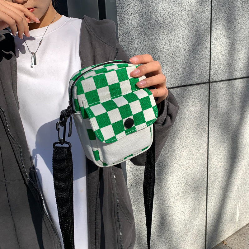 New Retro Color Plaid Bag Women's Simple Trendy College Style Messenger Bag