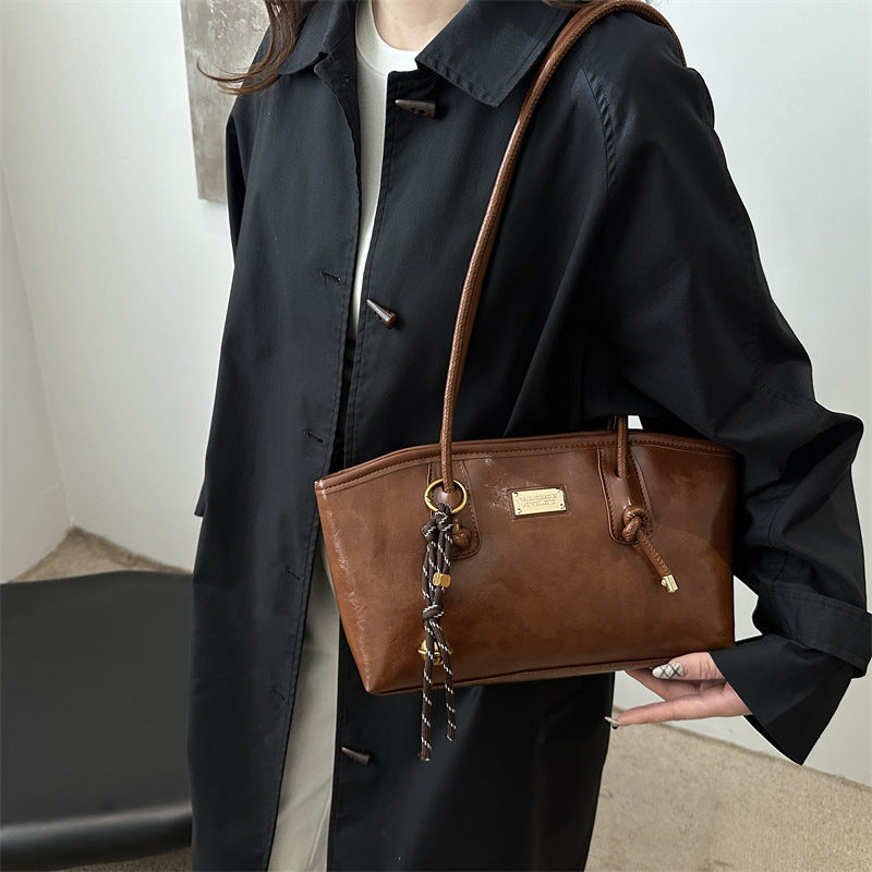 Fashion Simple Pu Commuter Tote Everyday Joker Large Capacity Shoulder Underarm Bag