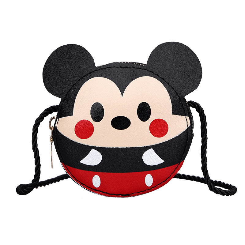 Children's Bag New Cute Cartoon Contrast Color Unisex Pu Shoulder Coin Purse Schoolbag