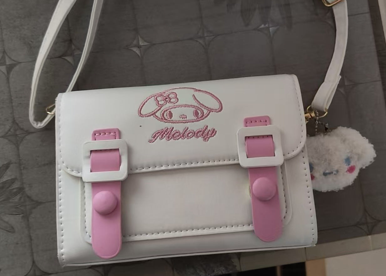 Cute Hellokitty Embroidered Shoulder Messenger Bag Contrast Color Everyday Joker Fashion Small Square Bag