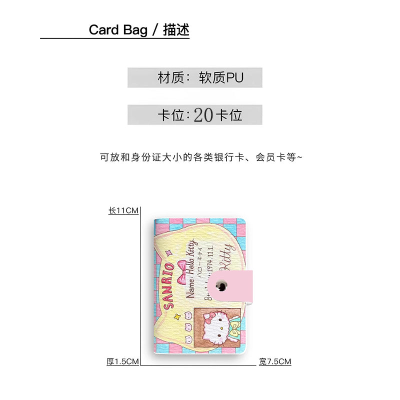 Cute Hello Kitty Ladies Card Holder + ID Card Storage Ultra-Thin Compact Cartoon Style