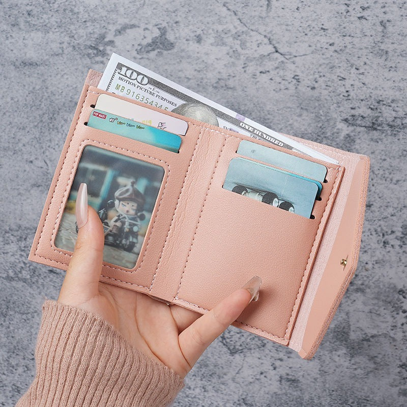 Cute Mini Wallet for Women with Envelope Design and Floral Nail Art, Perfect for Daily Use and Student Style