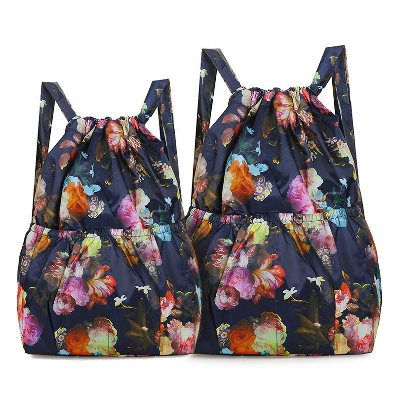 Women's Backpack Fashion Drawstring Backpack Hot Air Balloon Printing Lightweight and Large Capacity Suitable for Daily Travel