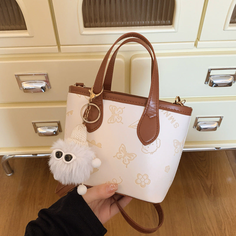 Contrast Color Small Bags Women's New All-Match Messenger Bag Embossed Portable Bucket Bag