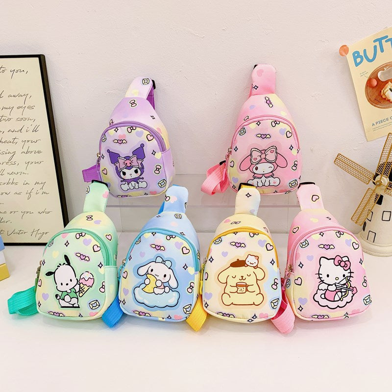 New Clow M Melody Children's Chest Pack Girl Cartoon Cute Change Casual All-Match Messenger Bag