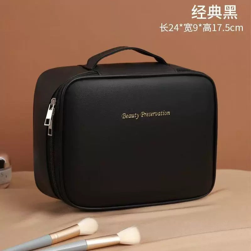 Elegant Large Capacity Cosmetic Bag with Multiple Compartments for Travel and Daily Use