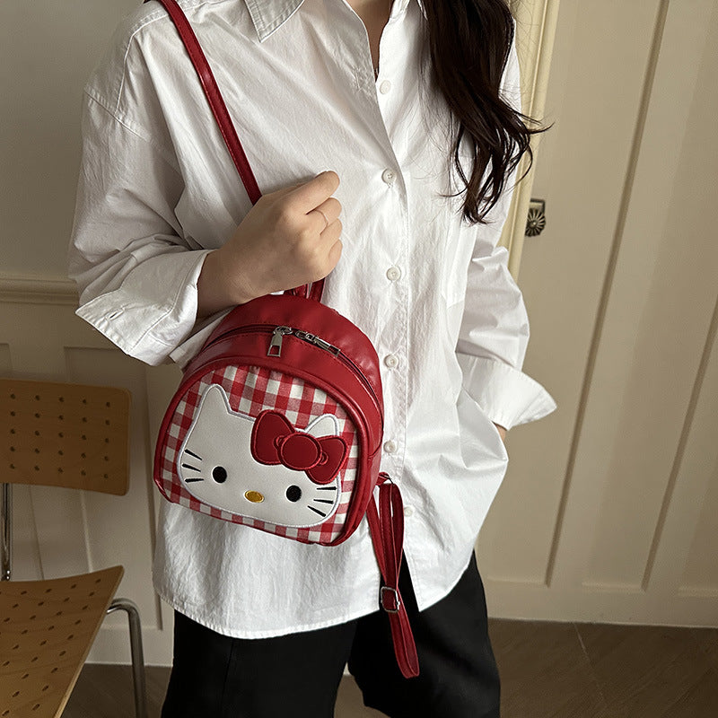 Backpack Women's Cat Plaid New Leisure Commute Shopping Simple Casual Korean Style Backpack