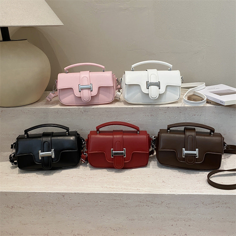 Trendy Western Style Belt Buckle Fashionable Spring New Light Luxury Commute Leisure Single Shoulder Crossbody Portable Small Square Bag for Women