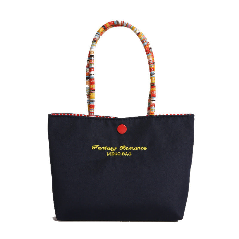 Women's Shoulder Bag Vintage Embroidered Handbag Colorful Ropes Design Portable Cell Phone Bag Fashion Trend Daily Matching Small Square Bag
