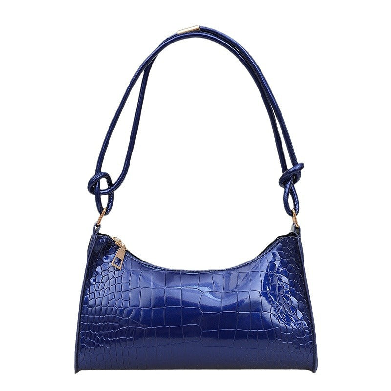 Chic Crocodile-Texture Handbag with Knotted Handle - Fashionable Crossbody Bag for Everyday Style