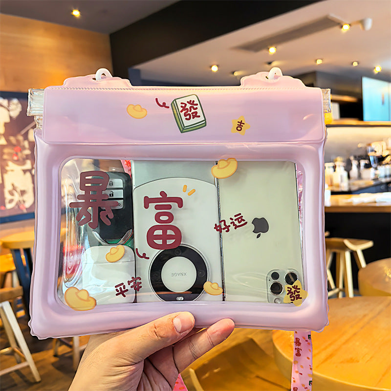 Cute Touch Screen Waterproof Mobile Phone Bag Swimming and Playing Water Essential Multiple Seal Design Adjustable Crossbody Rope