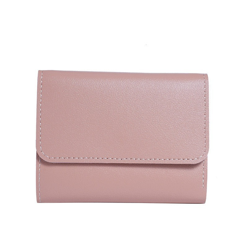 Minimalist Slim Women's Wallet with Multi-Function Card Holder and Coin Pocket, Three-Fold Design with Elegant Stitching for Everyday Use