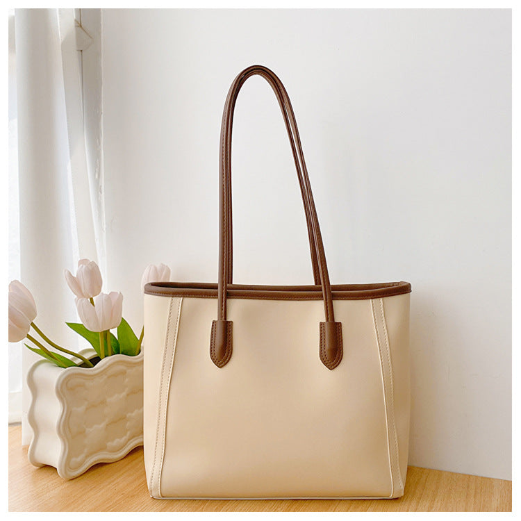 2025 New Fashion Large Capacity Tote Bag for Women, Vintage Style PU Leather Shoulder Bag with Zipper Closure and Nylon Lining, Perfect for Daily Commute and Casual Outfits