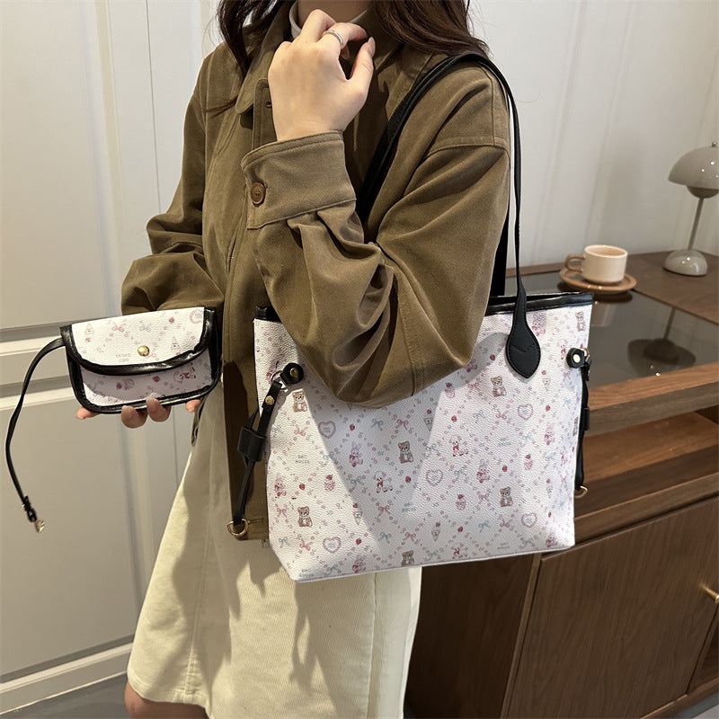 New Printing Large Capacity Shoulder Tote Bag Female Fashion Personality Trend Design Everyday Joker Commuter Bag