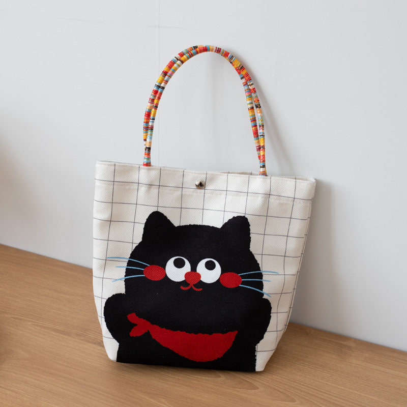 Cute Cartoon Tote Bags for Kids and Students, Portable Handheld Design with Magnetic Closure and Phone Pocket