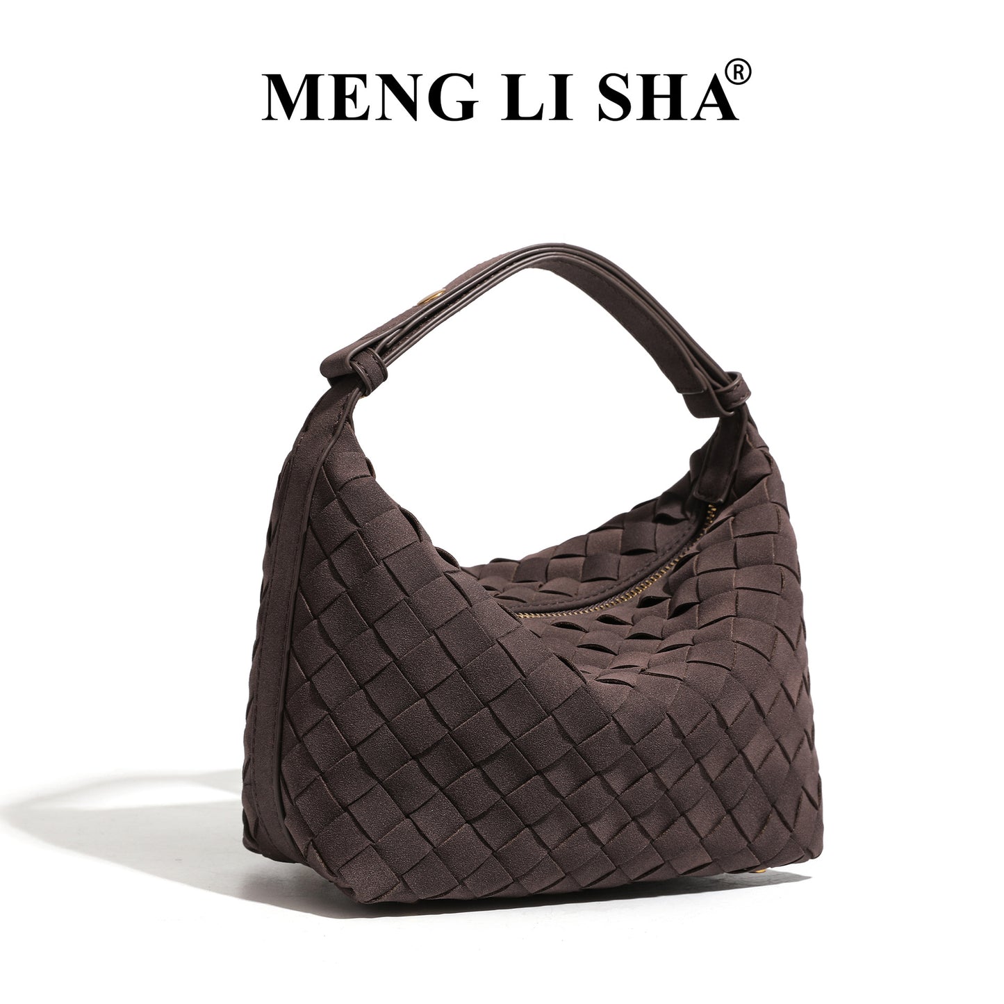 European and American New Suede Advanced Texture Woven Portable Lunch Bag Women's Fashion Simple Shoulder Crossbody Lunch Box Bag