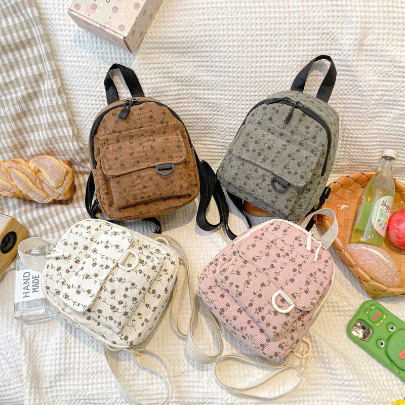 Corduroy Mini Backpack Women's New Large Capacity Student Fashion Simple Travel Small Backpack