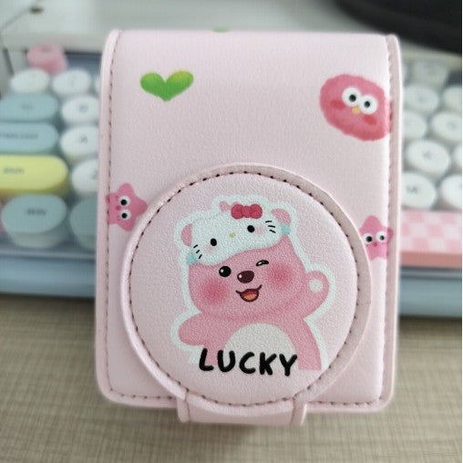 Women's Wallet Cute Hello Kittylipstick Bag with Mirror Portable Cosmetic Bag Travel Makeup Storage Small Bag for Daily Use