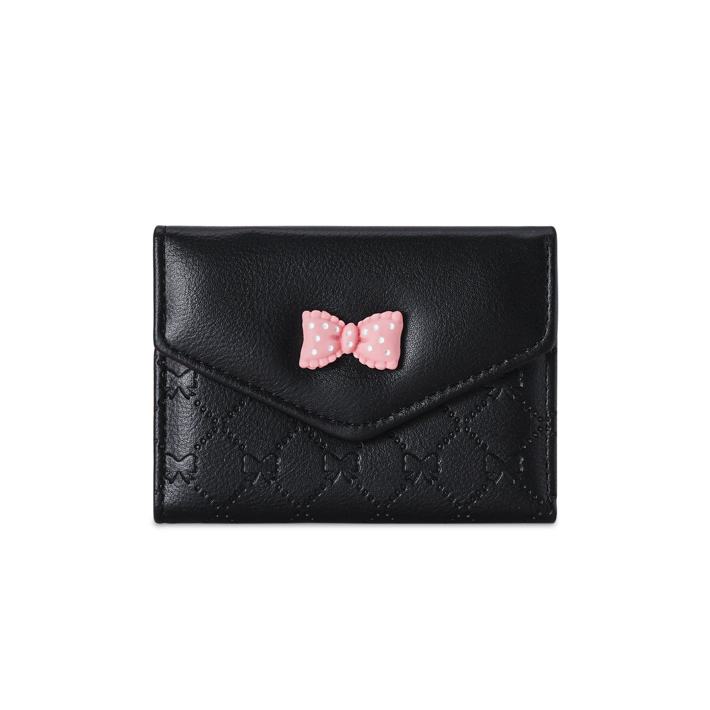 Elegant Mini Wallet for Women with Bow Design, Ins Style Card Holder, Three-Fold PU Leather Purse with Anti-Theft Function
