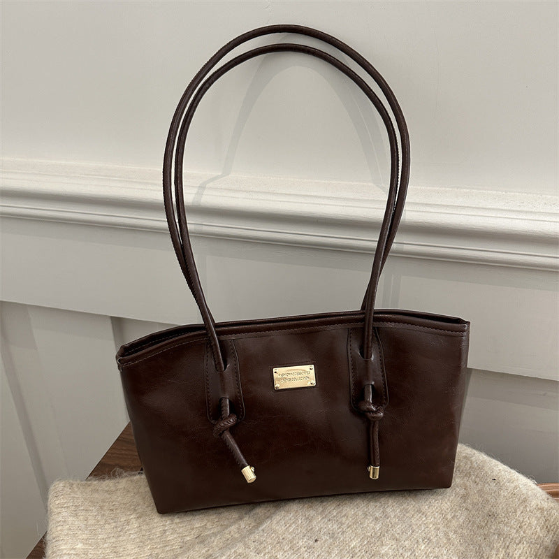 Fashion Simple Pu Commuter Tote Everyday Joker Large Capacity Shoulder Underarm Bag