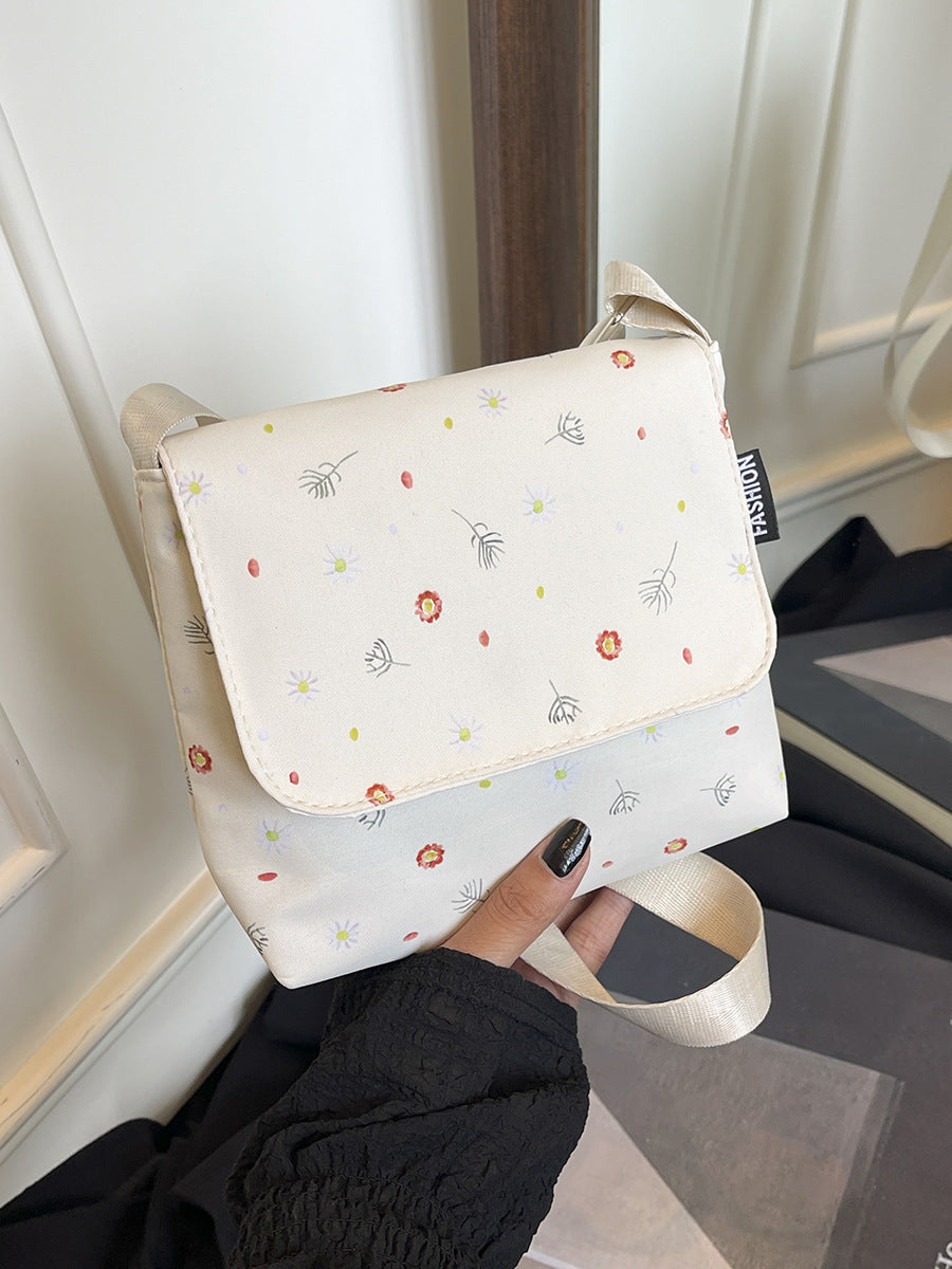 Chic Floral Crossbody Bag for Women - Soft Polyester Shoulder Bag with Zipper Closure and Stylish Flower Pattern