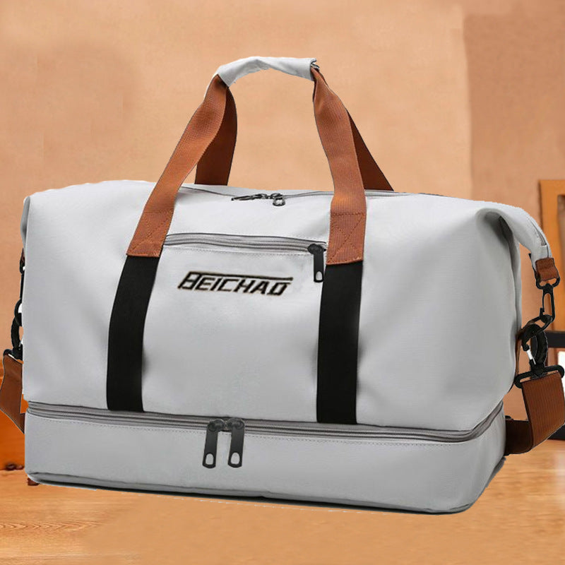 Gym bag for men and women, coverable handle, large capacity travel bag with dry wet separation