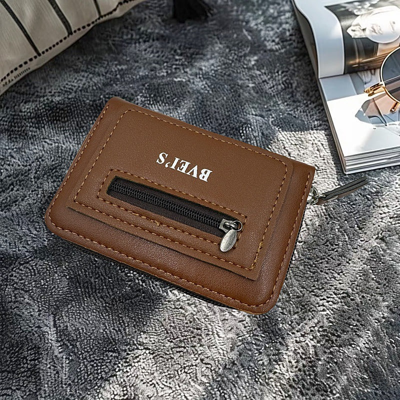 Stylish PU Card Wallet with Zipper Compartment, Multi-Card Slots, Anti-Theft & Scratch-Resistant Design for Daily Use