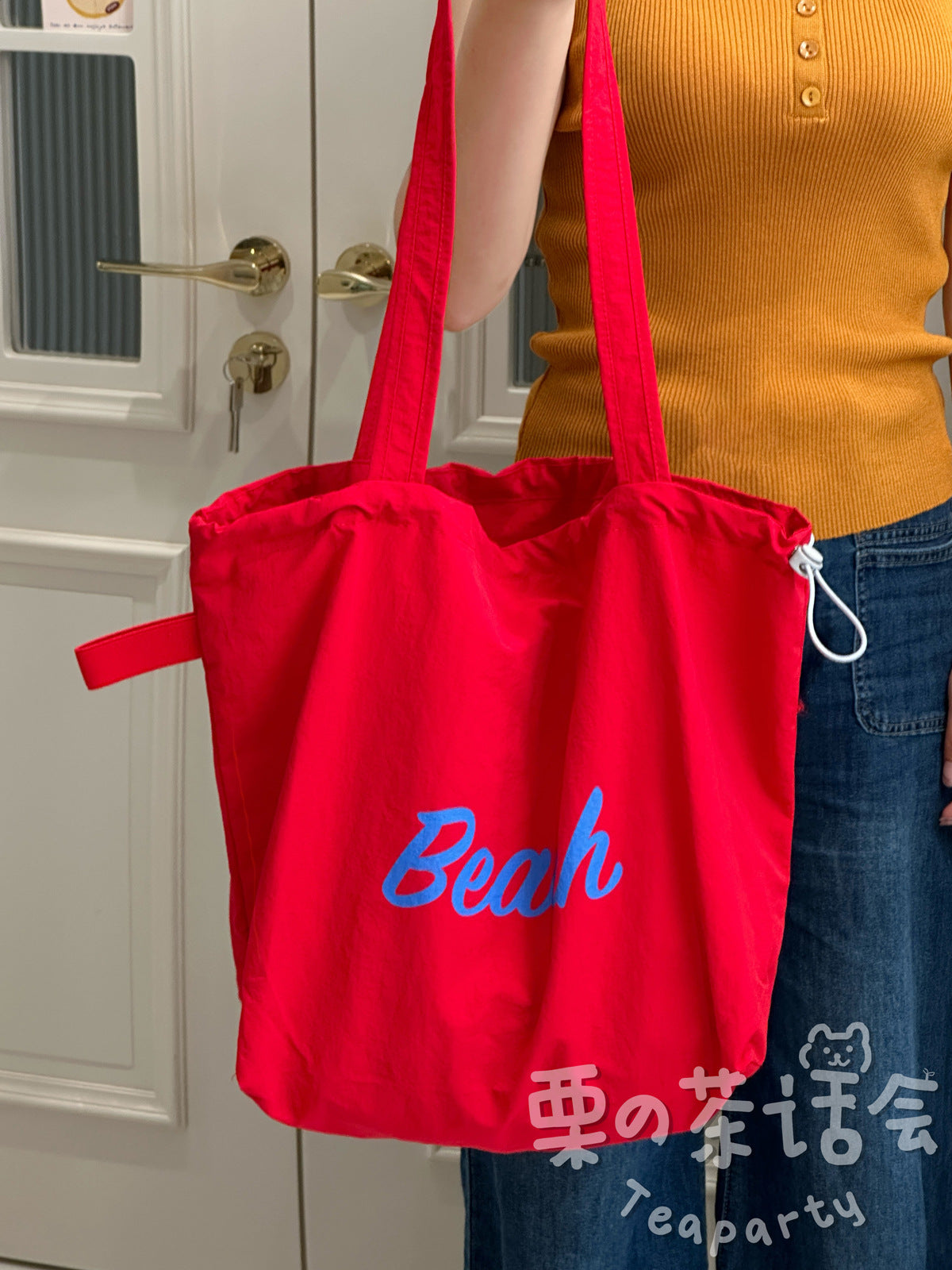 New Nylon Drawstring Tote Bag Printing Design Suitable for Daily Travel Travel Commuting Large Capacity Shoulder Bag