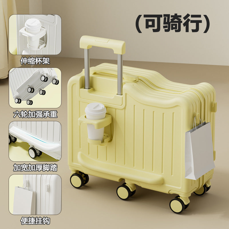 Kids Ride-On Luggage with 6 Wheels, Cup Holder, and Hanging Hook - Lightweight Travel Suitcase for Children
