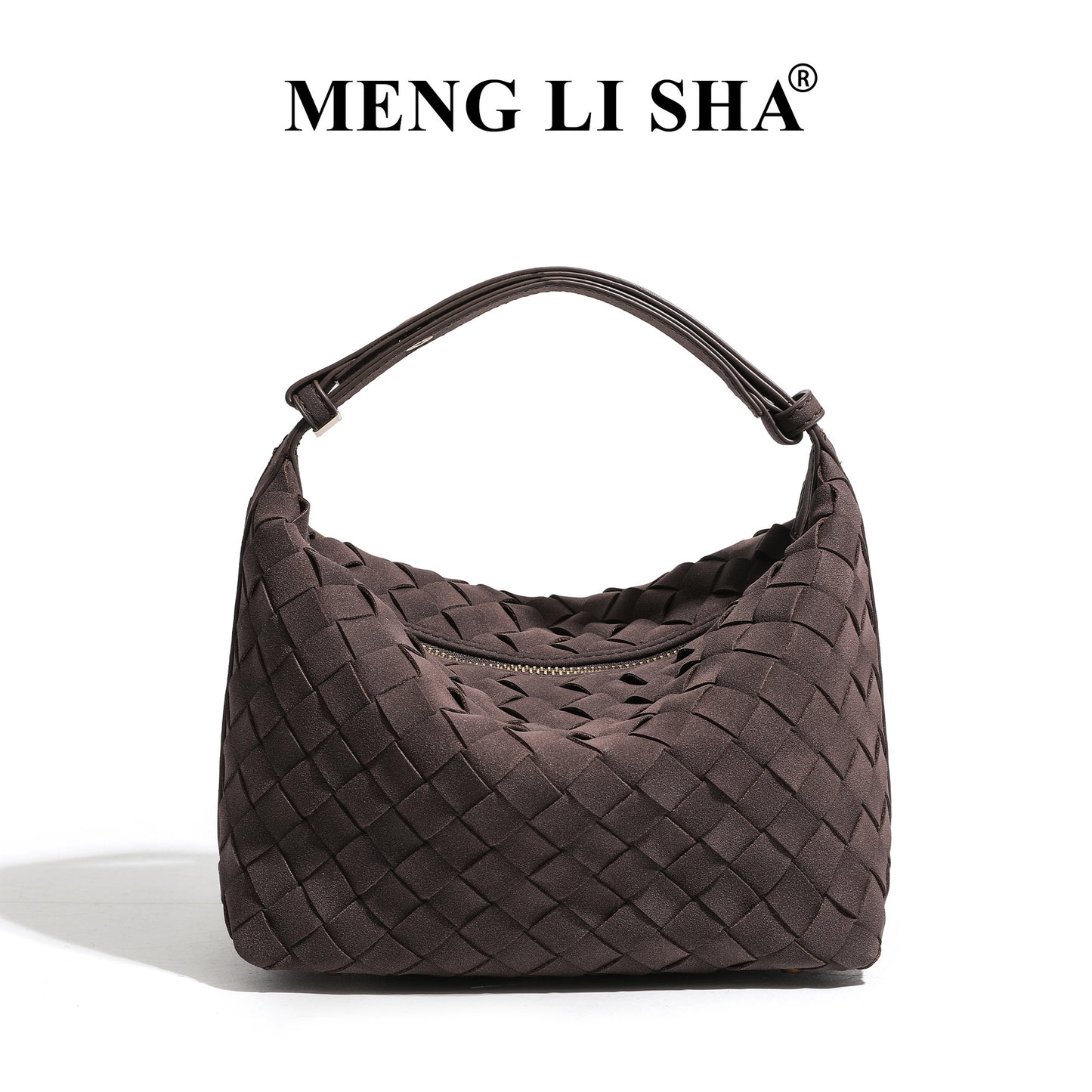European and American New Suede Advanced Texture Woven Portable Lunch Bag Women's Fashion Simple Shoulder Crossbody Lunch Box Bag