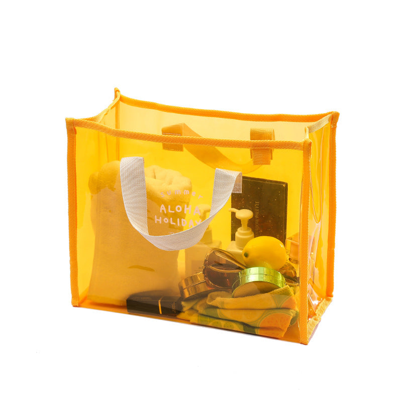 Transparent PVC Beach Tote Bag for Swimming and Travel - Waterproof, Fashionable, Multi-Functional Storage Bag with Summer Design