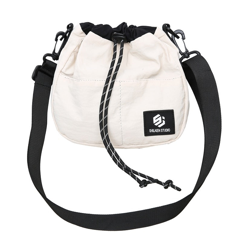 Crossbody Bag Contrast Color Drawstring Drawstring Bag Men's Bucket Bag Lightweight Camping Shoulder Bag