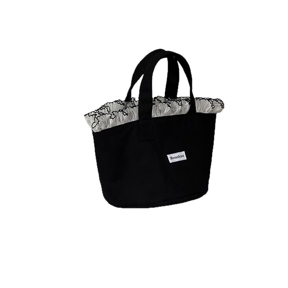 Korean Style New Lace Portable Canvas Bag Large Capacity Portable Bag