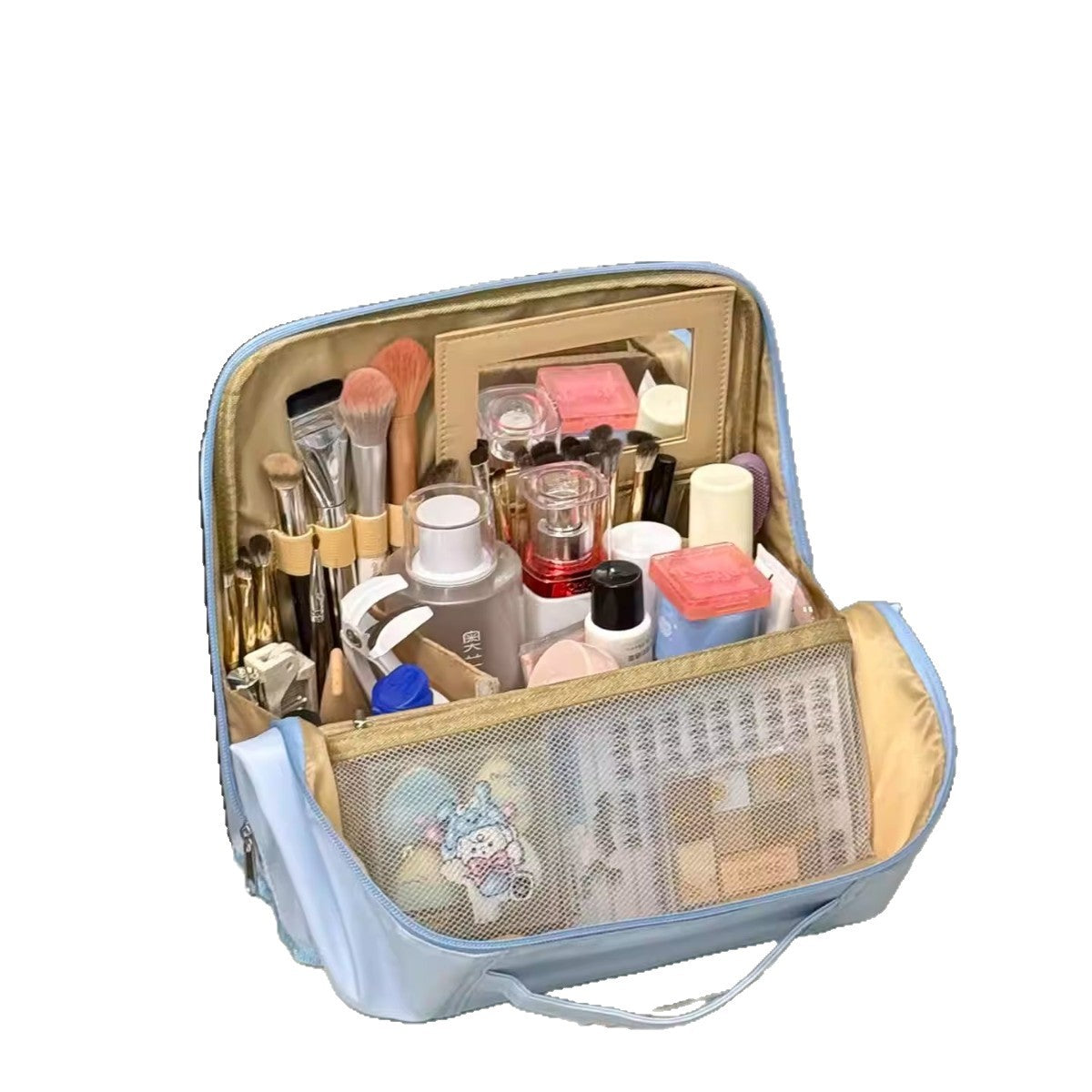 Vertical Partition Cosmetic Bag Portable Large Capacity Storage Bag Portable Travel Bag Hanging Luggage