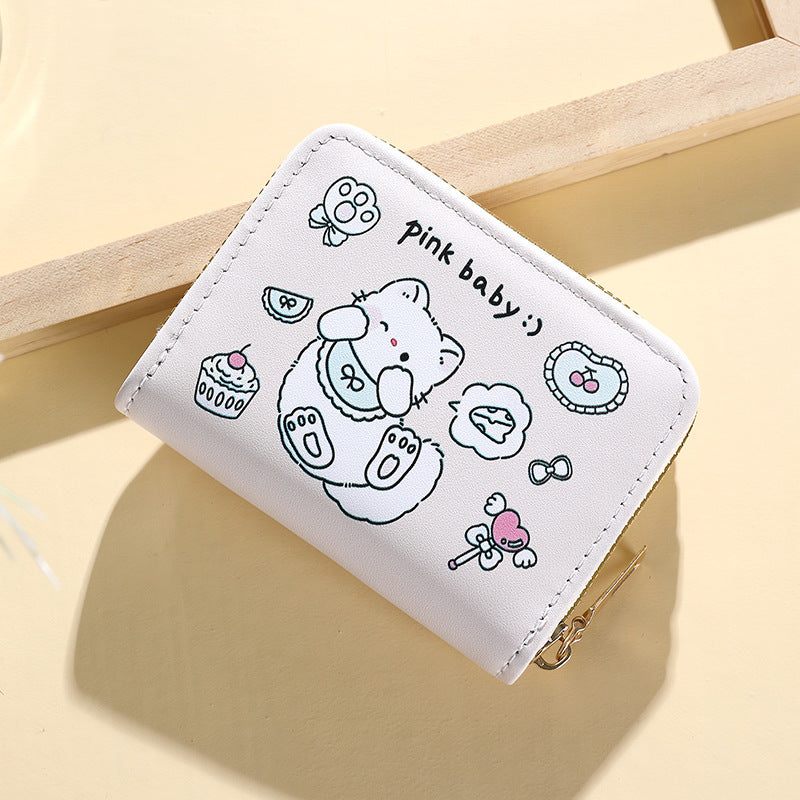 Cute Animal Print Card Holder for Women, Slim Multi-Card Wallet with Waterproof PU Material, Perfect for Daily Use and Driving License Storage